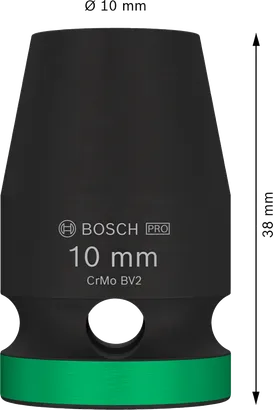 Soquete de impacto Bosch PRO 1/2 polegada 10 mm padrão.